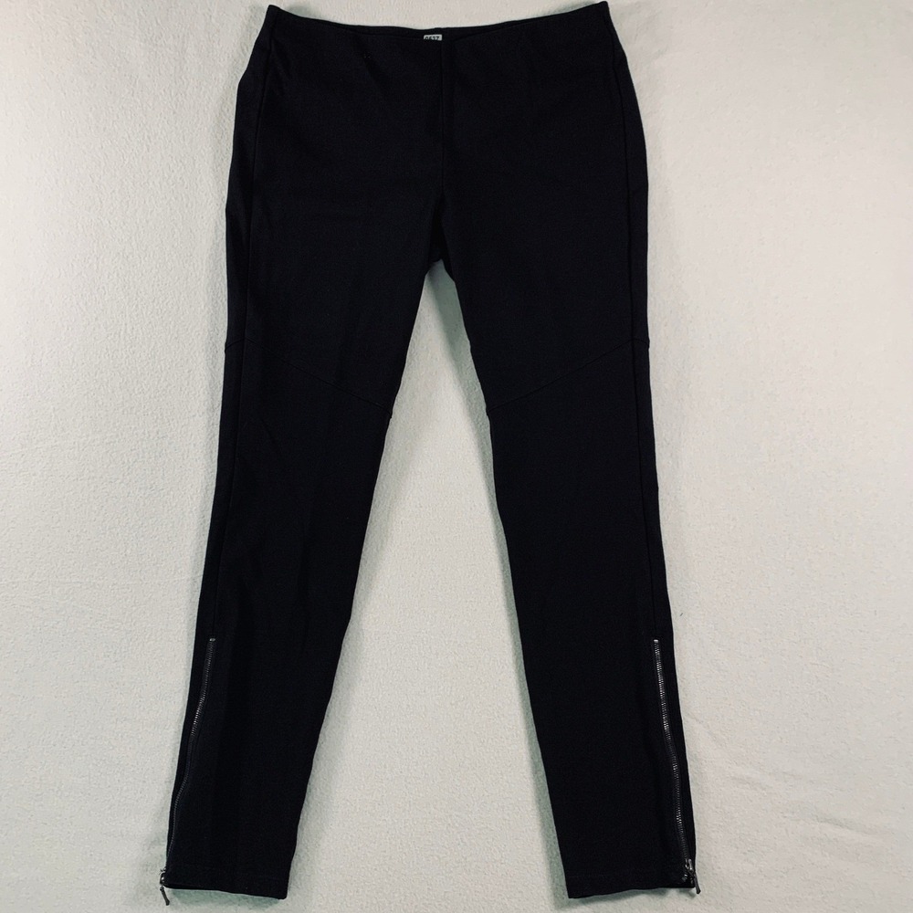 Eileen Fisher Women's‎ Petite PS/PP Black Pull On Stretch Ponte Pants Ankle Zip
